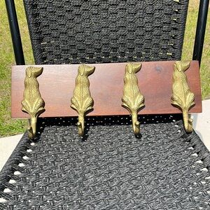 Dog Key Holder, Wood and Brass